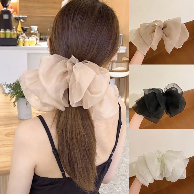 

Корейские женские заколки для волос с большим бантом, летняя женская шифоновая заколка для волос, большой зажим для волос с бабочкой, аксесс...