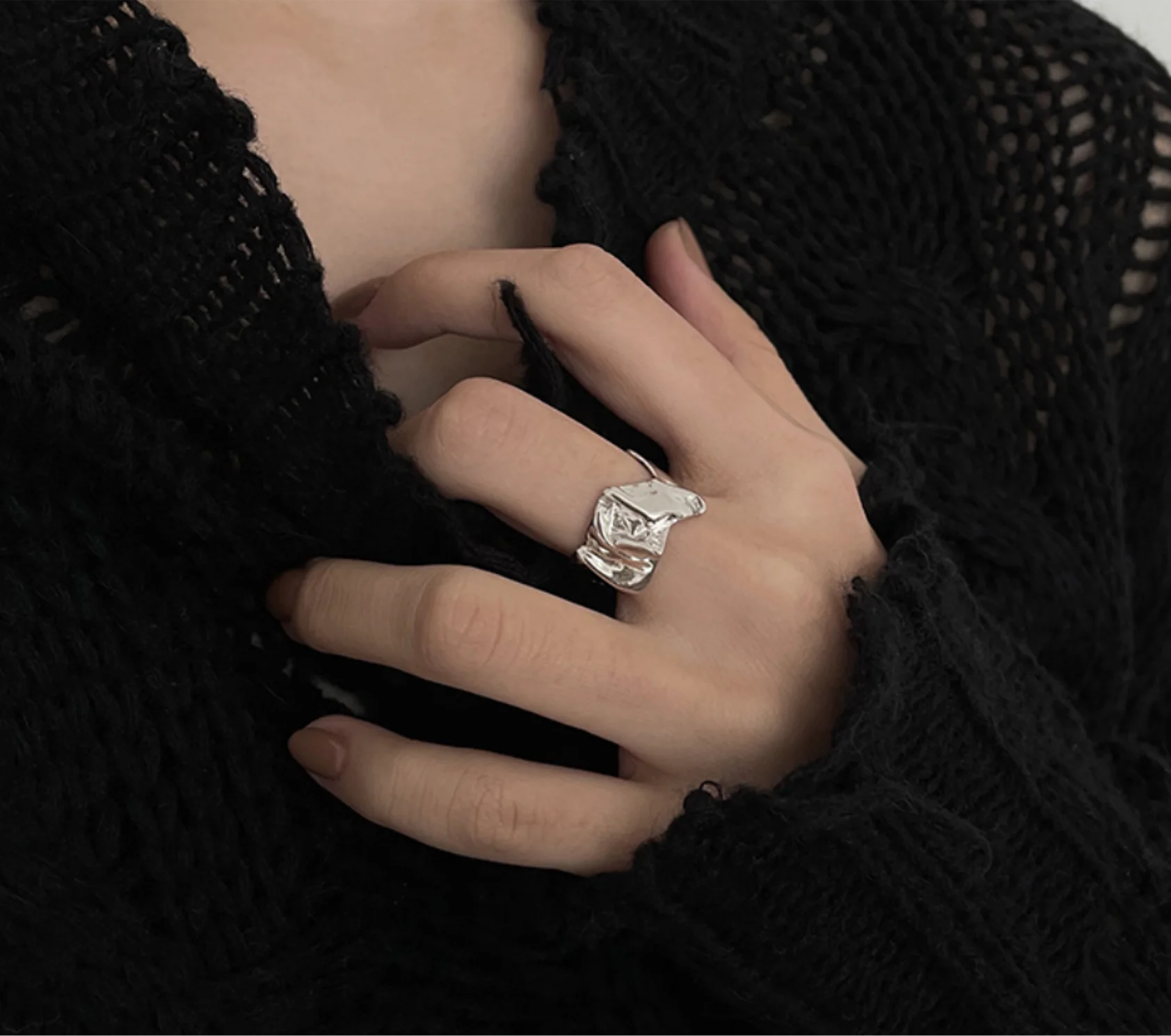 

Simple irregular S925 silver irregular texture opening adjustable rings for women fashion jewelry (5pcs of free shipping)