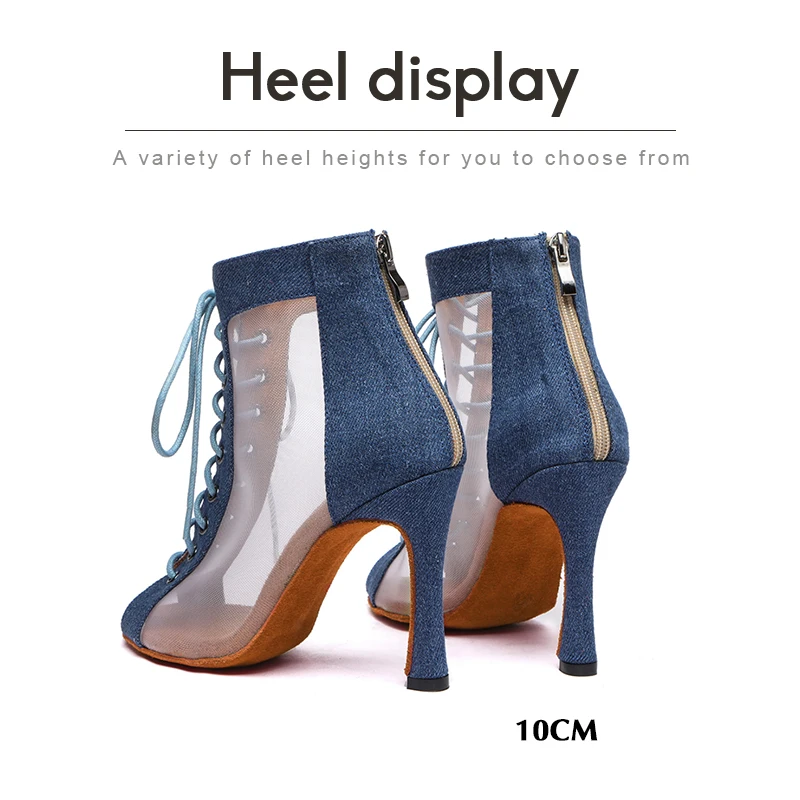 DKZSYIM Women's Latin dance shoes ladies Mesh Breathable dancing shoes Ballroom Party Salsa dance shoes boots Indoor Woman