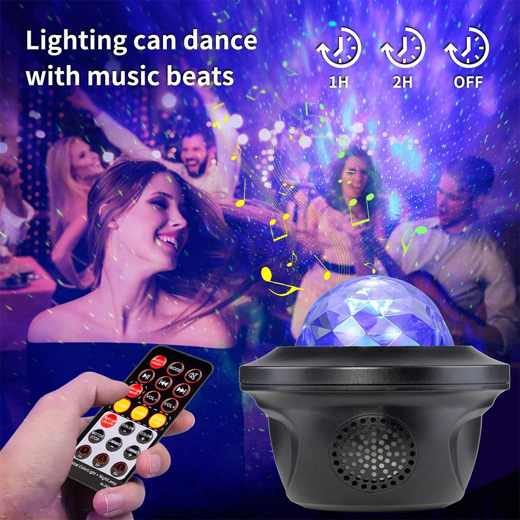 Colorful Starry Sky Galaxy Projector Nightlight Bluetooth USB RGB Water Wave Night Light Music Player Projection Lamp Sky Light