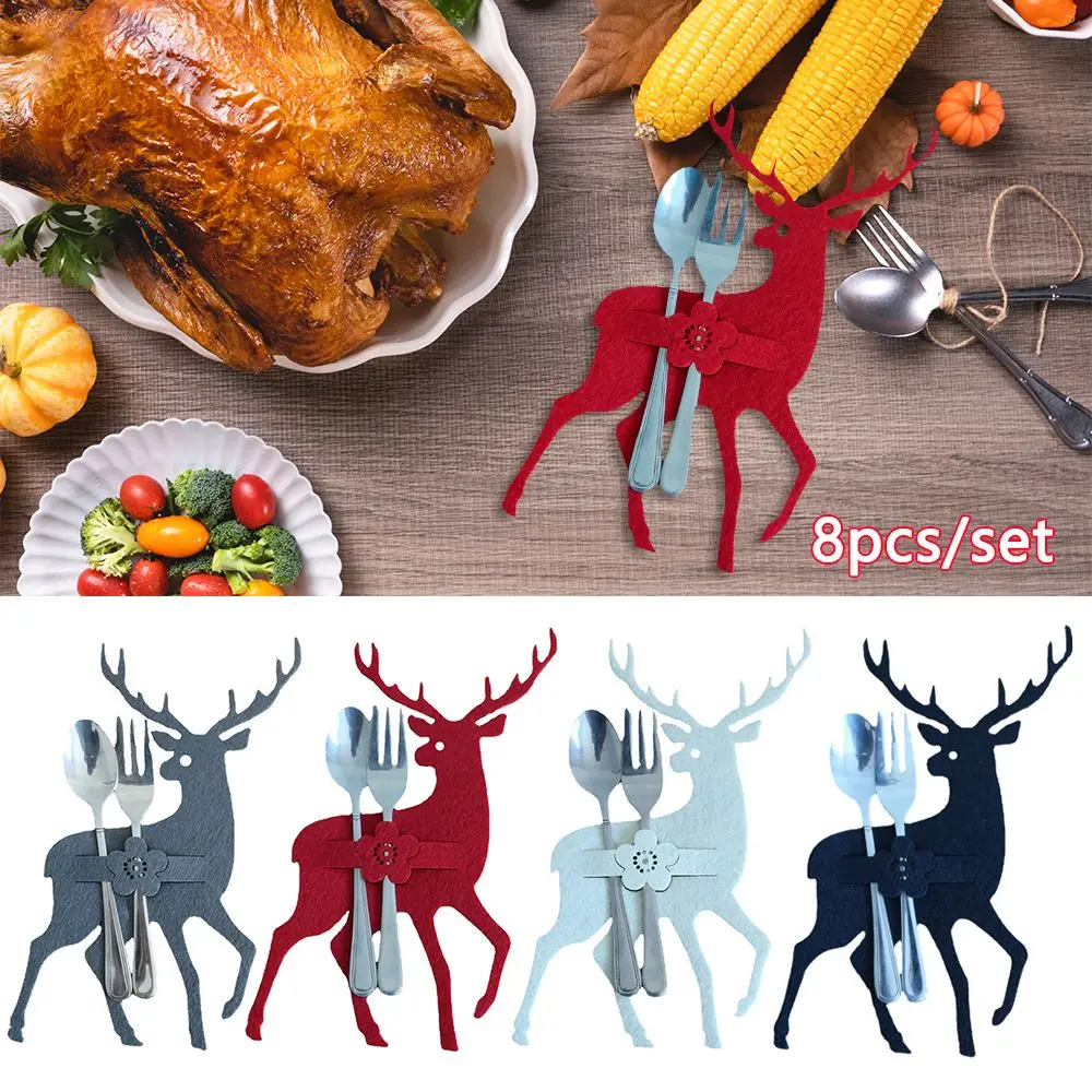 

8 шт., Новогодние декоративные Чехлы для столовых приборов