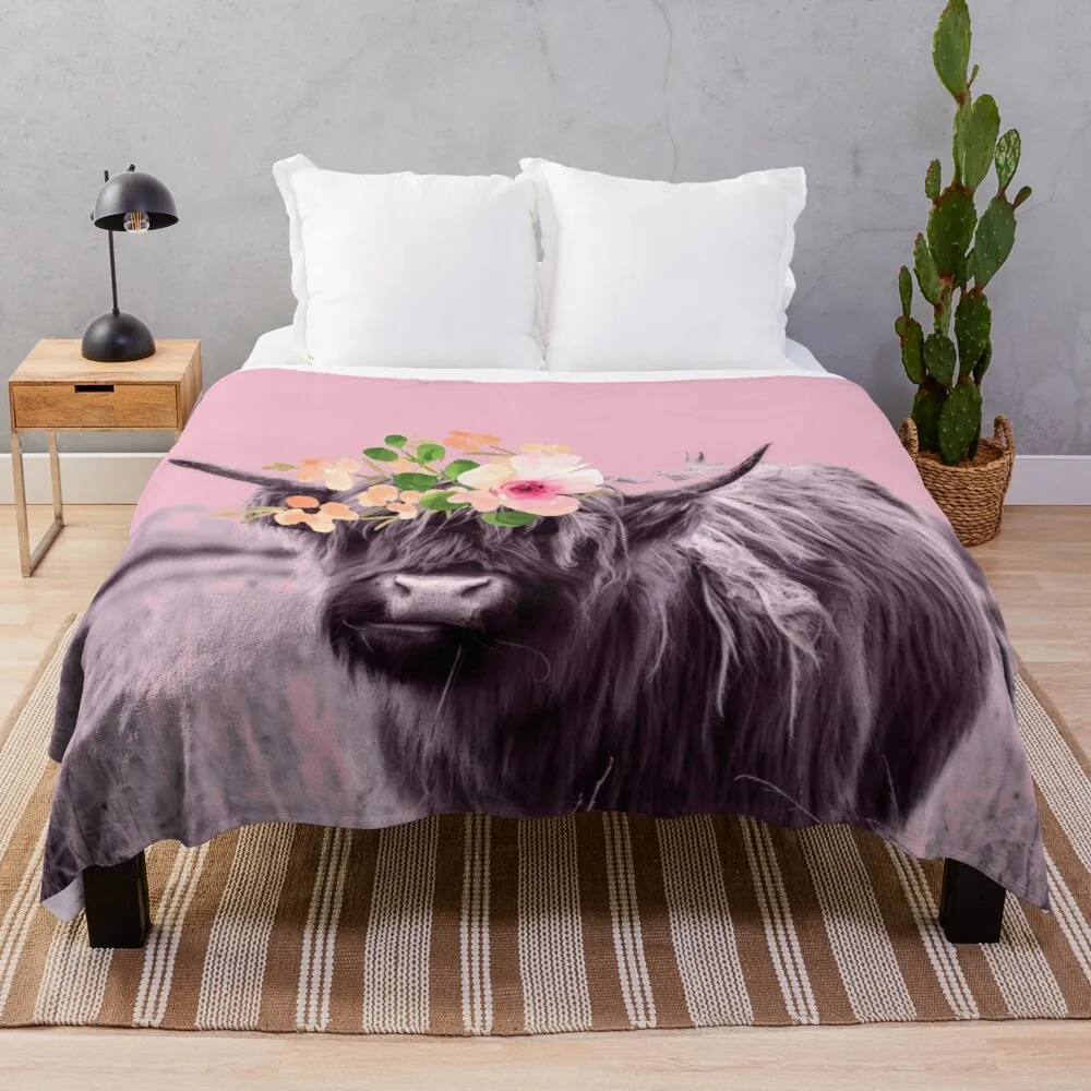 

Farm Animals Theme King Queen Size for Sofa Couch Living Room Super Soft Lightweight Warm Highland Cow Flannel Throw Blanket