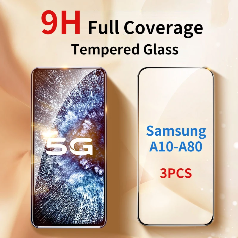 

3PCS 9H Full Cover Tempered Glass for Samsung A10 A20 A30 A40 A50 A60 A70 A80 A90 A10E A20E Screen Protector for Samsung Galaxy