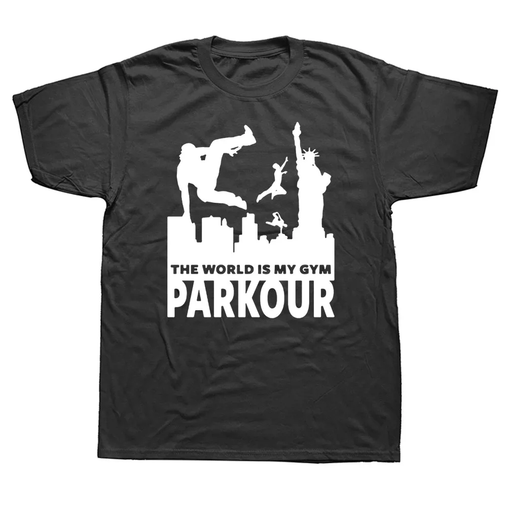 

Хлопковая парка Freerunning The World Is My Gym, забавная футболка с коротким рукавом, футболка с графическим принтом в стиле Харадзюку, в стиле хип-хоп, у...