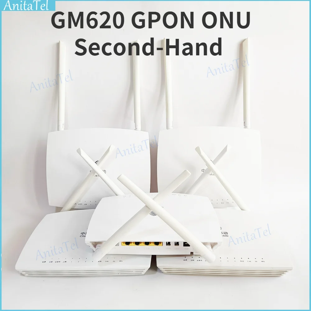 4/5pcs/lot GM620 Second-Hand GPON ONU ONT FTTH GE+3FE+1POTS+2USB+2.4G/5G WIFI AC Dual Band Fiber Optic Router English Version