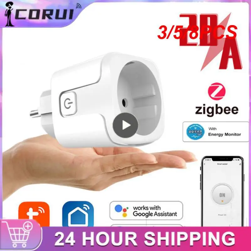

3/5/8PCS Zigbee Plug Tuya 20a Eu Plug Voice Control 20a Smart Plug Smart Home Power Socket Smart Socket Timer Zigbee Smart Plug
