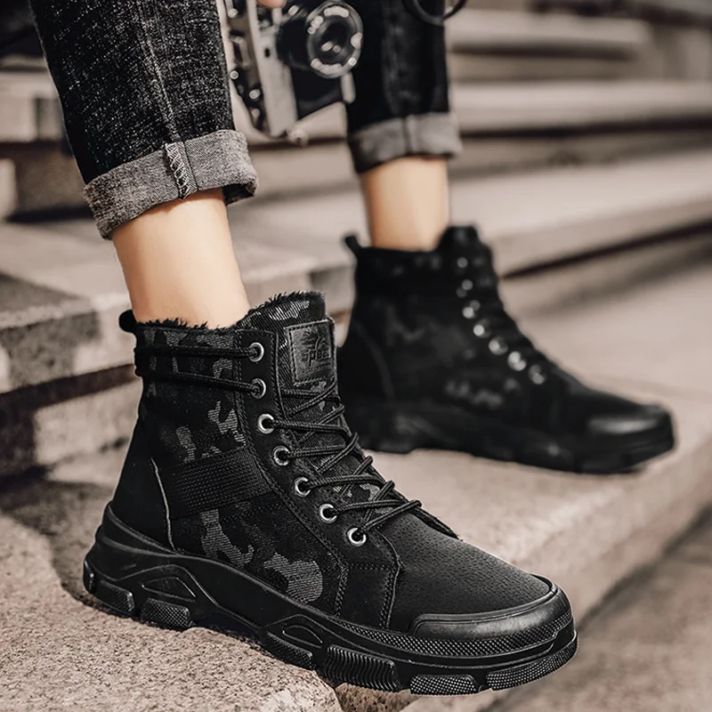 Winter Camouflage Boots for Men Trend Casual Warm Outdoor Male Sports Shoes Fashion Comfortable Tooling Desert Military Boots
