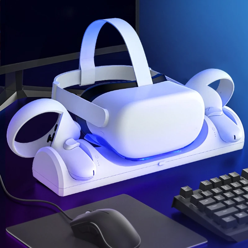

USB Magnetic Charger Dock Holder Storage Station Mount Compatible with Quest 2 VR Headset with Type-c Charging Port