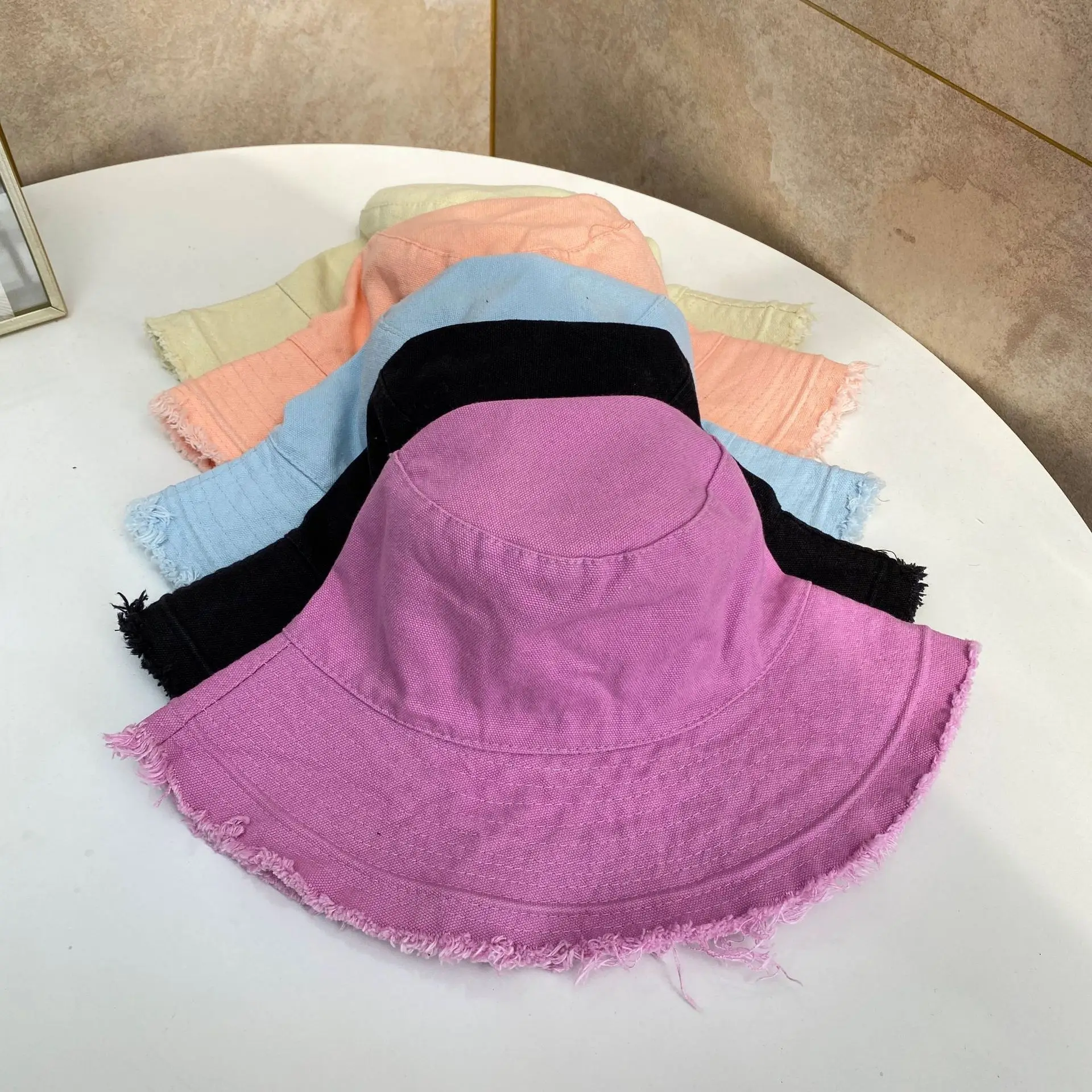 Шляпа рыбака женская с круглым лицом Корейская версия дикая черная джинсовая