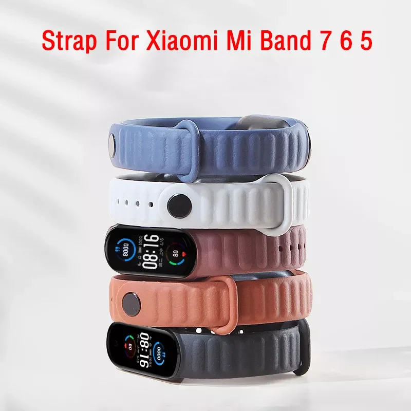 

Силиконовый кожаный ремешок для Xiaomi Mi Band 7 6 5 Mi Band 6 5