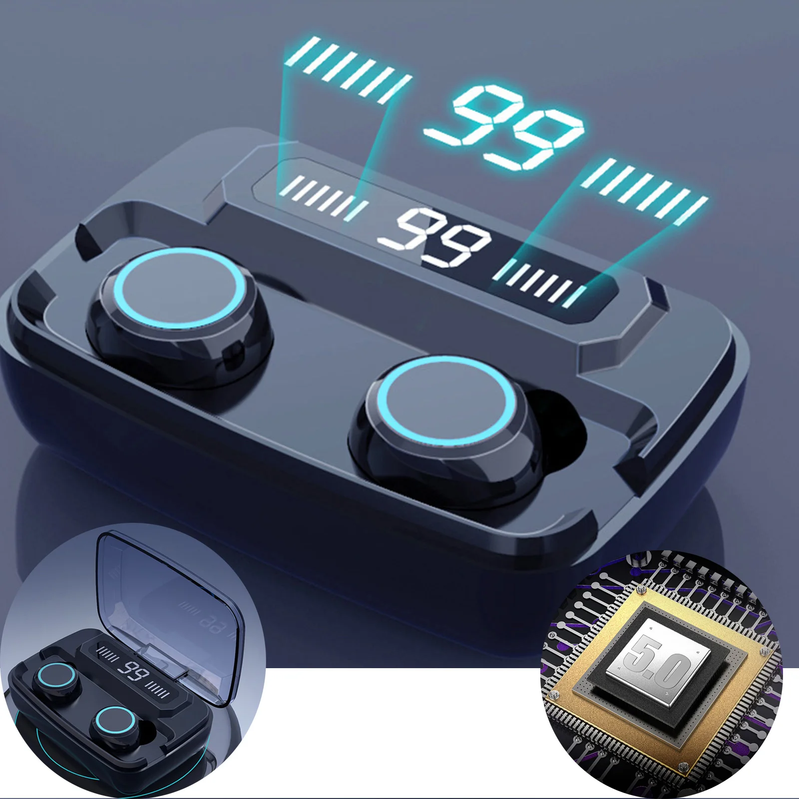 

Wireless Headphones M11 Earbuds Mini Waterproof TWS Bluetooth Compatible 5.0 In Ear Headphone with 3300mAh Charging Case