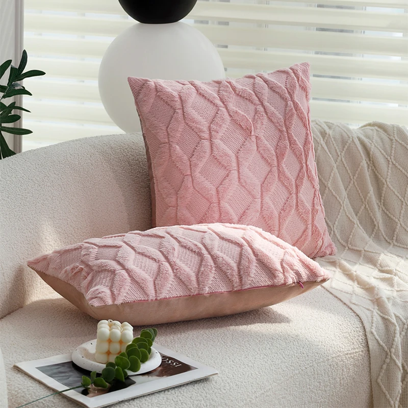 Розовая плюшевая наволочка CANIRICA домашняя декоративная для гостиной дивана в