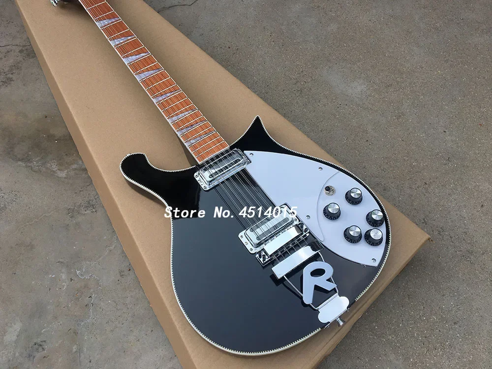 

Custom shop black 12-body 660 electric guitar, mahogany fingerboard with varnish gloss, head 5 degrees, neck through the body,