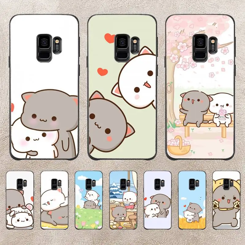 

Peach Mochi Cat Cartoon Phone Case For Samsung Note 8 9 10 20 Case For Note10Pro 10lite 20ultra M20 M31 Funda Case