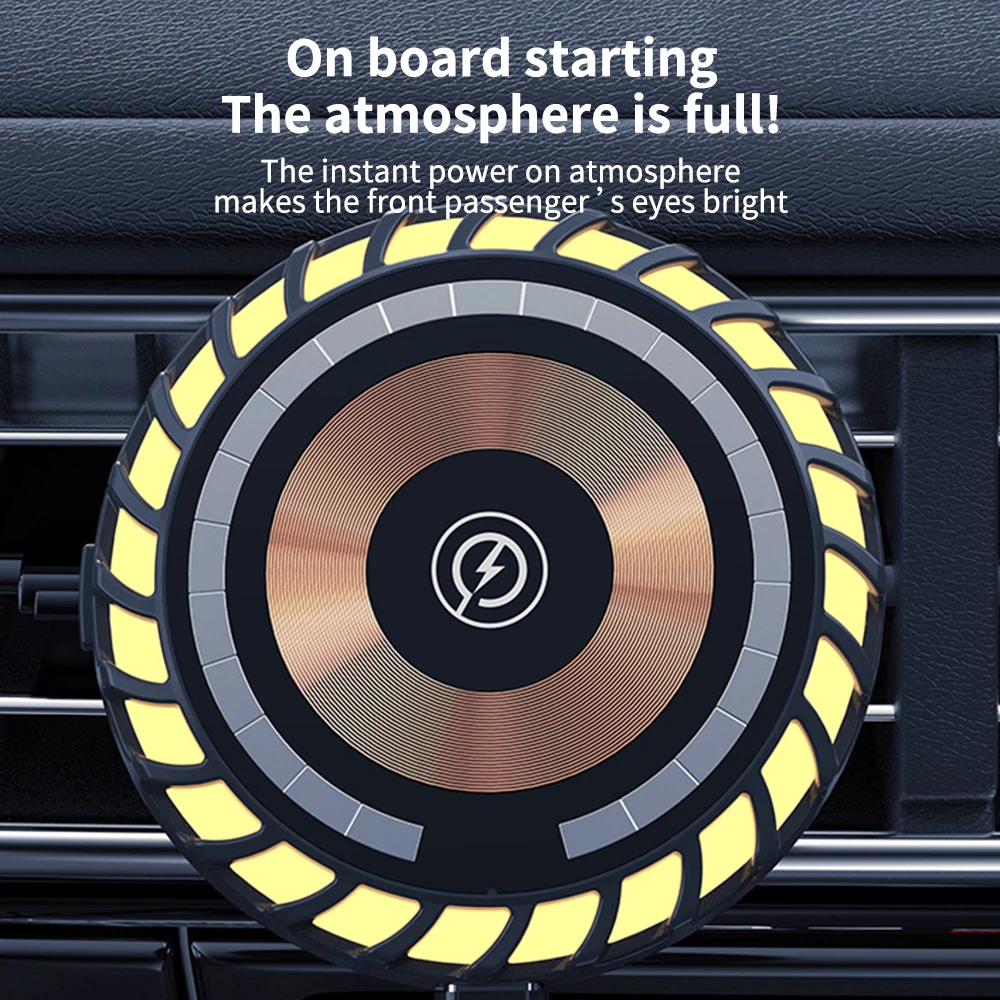 

Автомобильный музыкальный светильник с функцией приема ритма, с голосовым управлением, яркая лампа, 15 Вт, магнитное Беспроводное зарядное у...