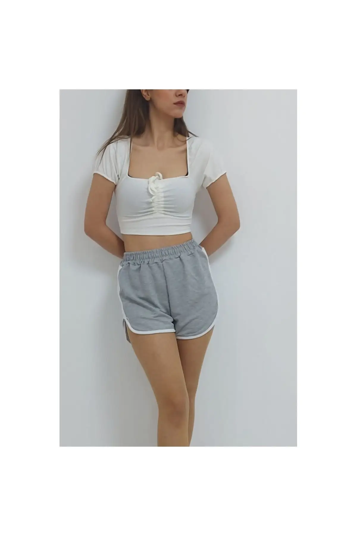 

Women's Shorts Striped Gray New Summer Style Bermuda Basic Short Pants Mini Trousers Streetwear Home Fashion Short Pants