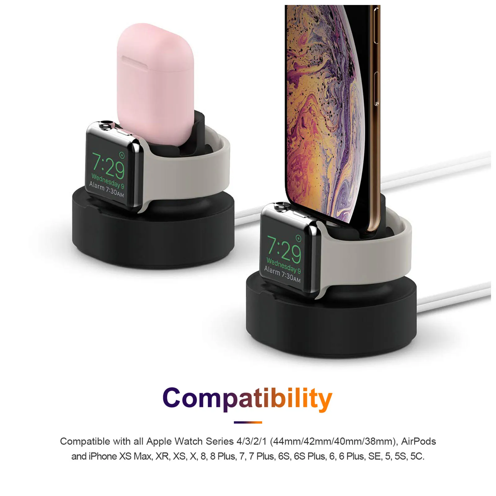 Силиконовая подставка для беспроводного зарядного устройства apple wathch 3 в 1