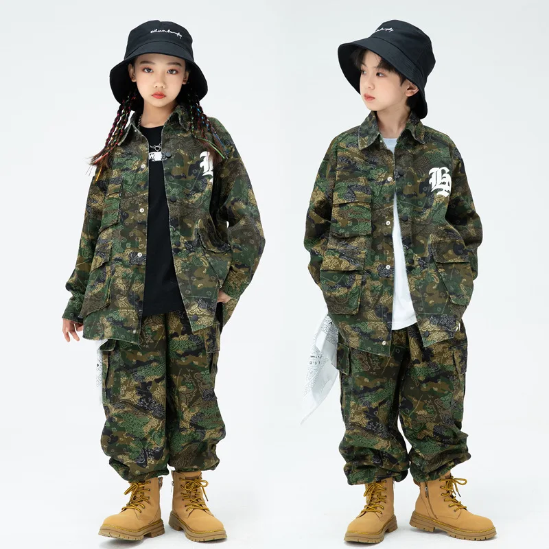 

Костюм Камуфляжный для выступлений и уличных танцев для мальчиков и девочек