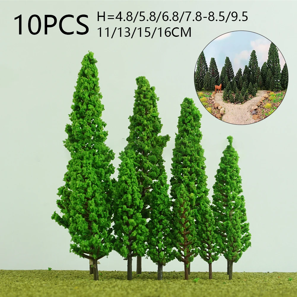 

10 Pcs Pine Trees 1:25 Model Train Railway Building Model Tree 3 Different Greens For OO Scale Railroad Layout Diorama Wargame