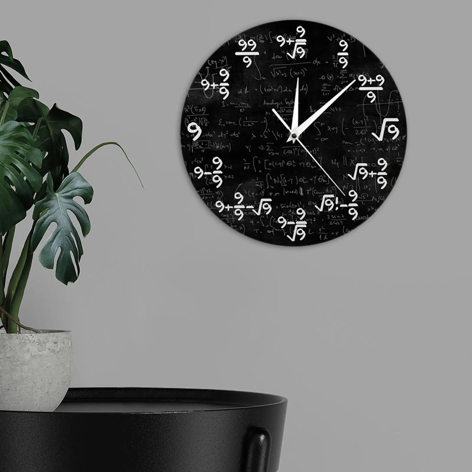 

Math Equation Wall Clock 9s Formulas Modern Wall Hanging Watch Home Classroom Wall Art Decor