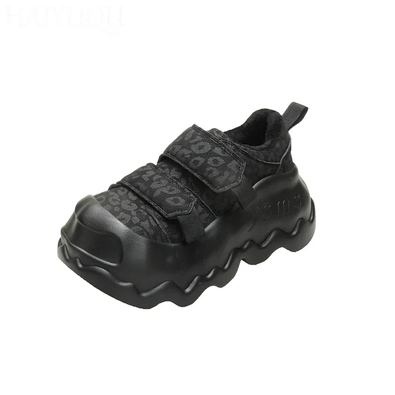 Замшевые женские хлопковые туфли на плоской подошве зимние ботинки платформе