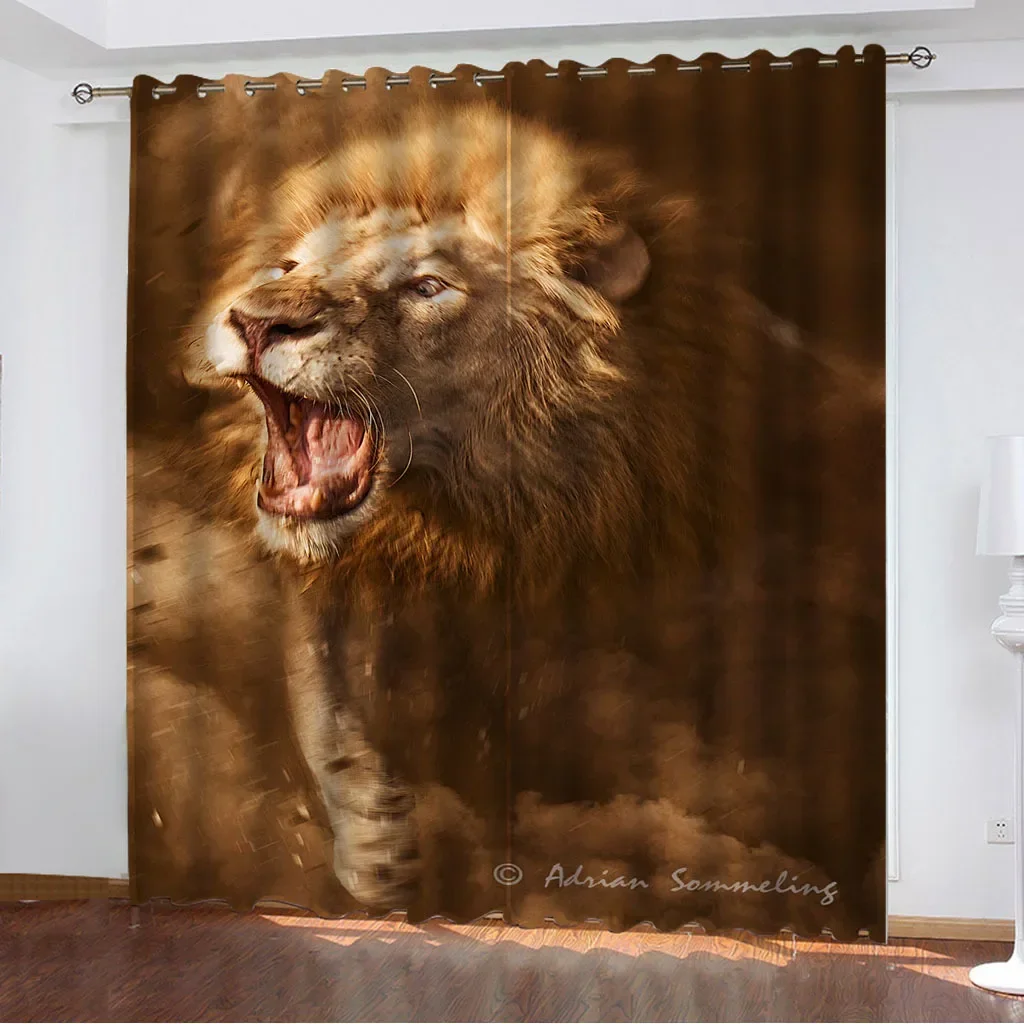 

20368-STB-Ins Style Chenille Blackout Curtains for Living Dining Room Bedroom Animal Jungle Spelling