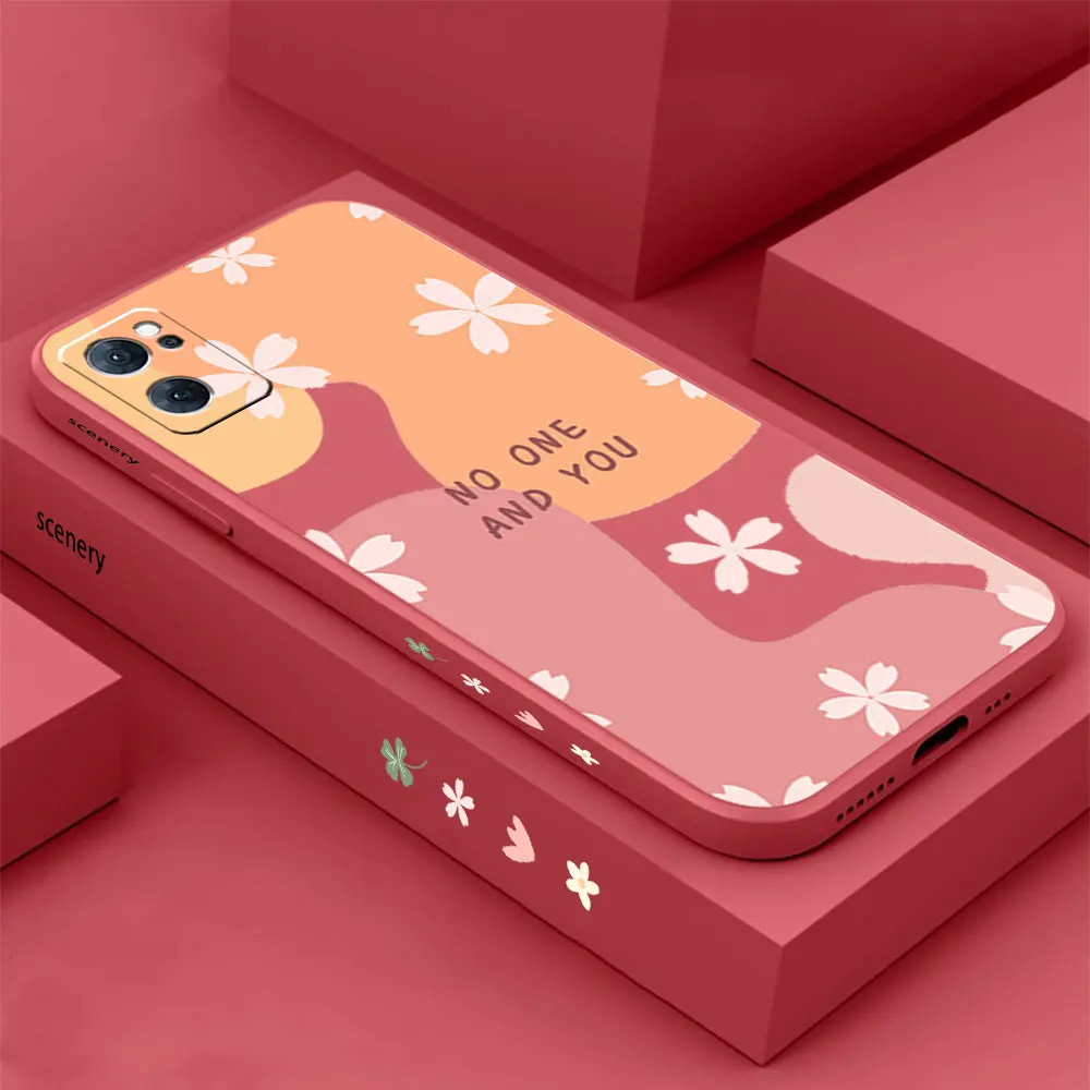 

Lovely Flower Phone Case For OPPO RENO 9 8 7 7SE 6 5 4 4SE 3 PRO PLUS 4G 5G Colour Liquid Silicone Cover Funda Cqoue Shell Capa