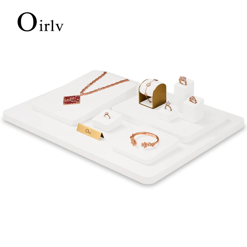 

Oirlv Fashion White Jewelry Display Set Shops Cabinet Display Props Necklace Bust Watch Ring Earrings Bangle Decoration Rack