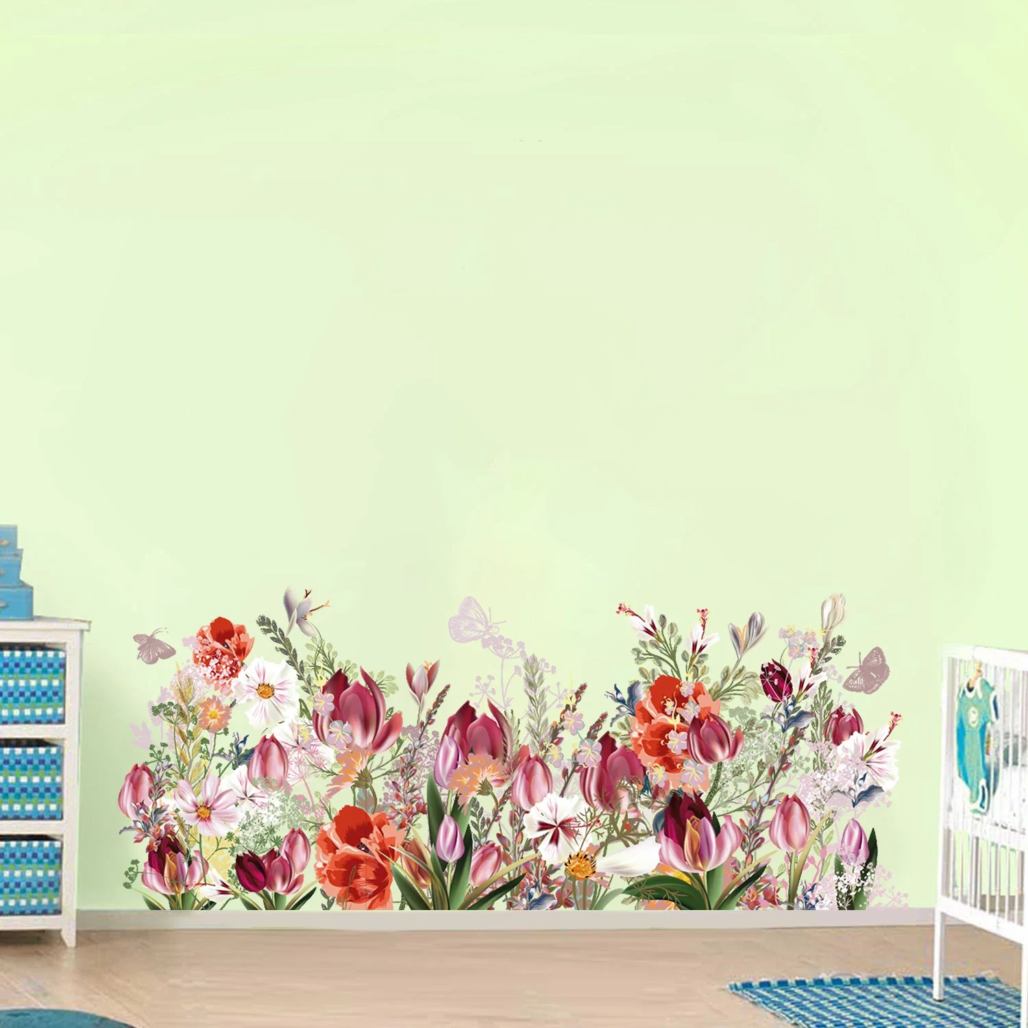 Цветочное растение бабочка наклейки на стену детская комната потолок крыша