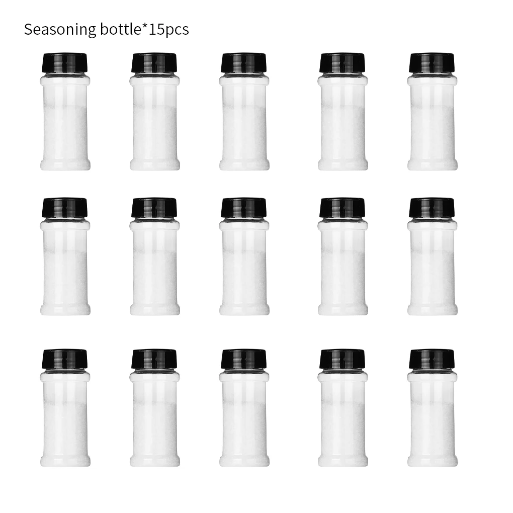 

Spice Container 100ml Plastic Seasoning Bottle Cooking Condiment Jar Kitchen Accessory, 15pcs