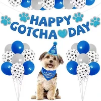 cheereveal blue pink pet dog theme balloon set happy gotcha day banner for boy and girl birthday party decoration supplies