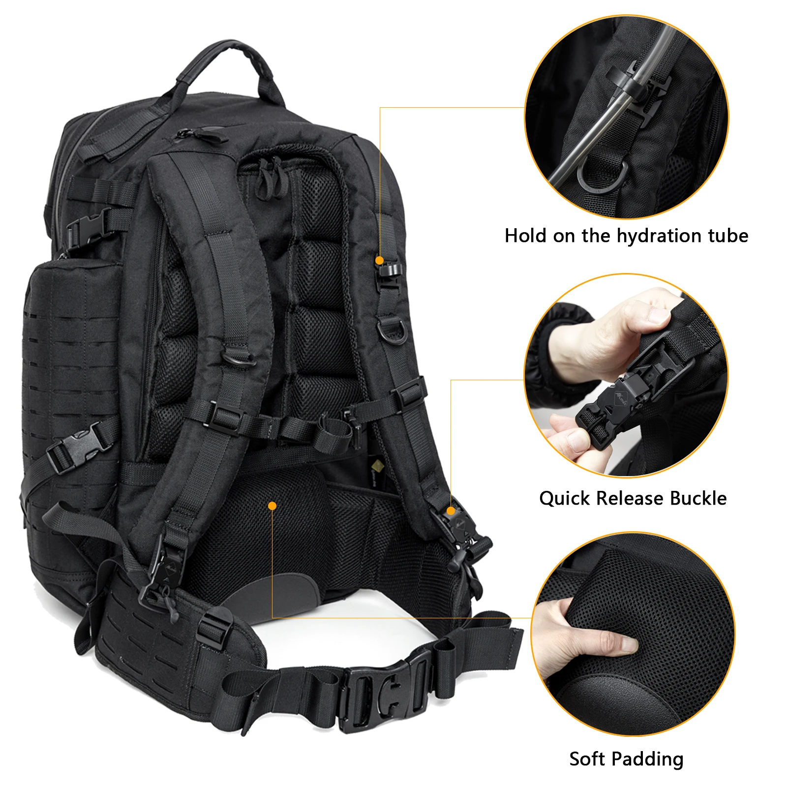 Фото 72 часа выживания Akmax 1000D тактический рюкзак MOLLE 3L гидратационный военный рюкзак для кемпинга/походов/выживания черный №3