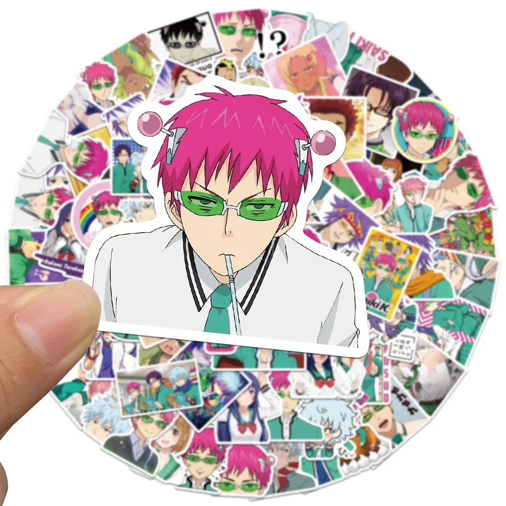 

100pcs The Disastrous Life of Saiki K. Anime Stickers Graffiti Luggage Trolley Case Laptop Phone Case Scooter Cute Stickers