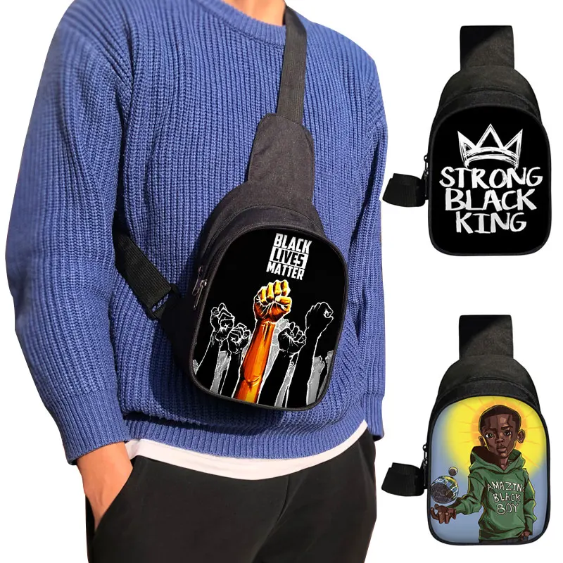 

Нагрудная сумка BLM для мальчиков, черная сумочка через плечо в стиле «хип-хоп», для путешествий, держатель для телефона