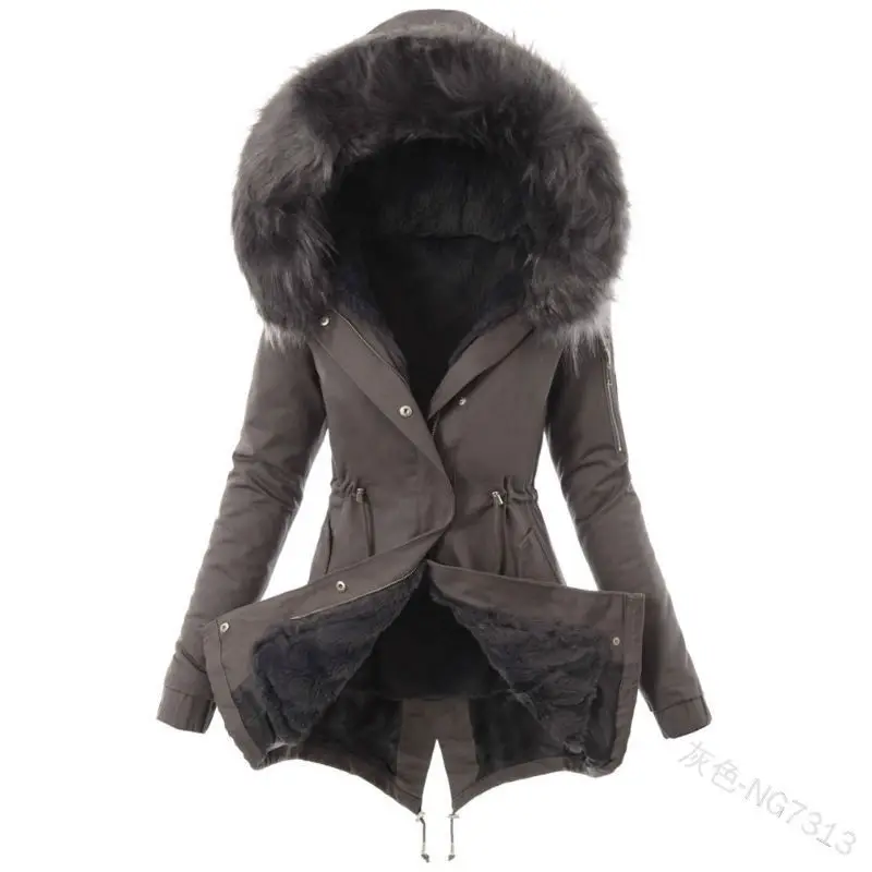 Autumn and Winter New Cotton Coat Hooded Slim Fit Warm Zipper Coat for Women