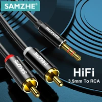 samzhe rca cable jack 3 5 to rca audio cable 3 5mm jack to 2rca male splitter aux cable for tv pc amplifier dvd speaker wire