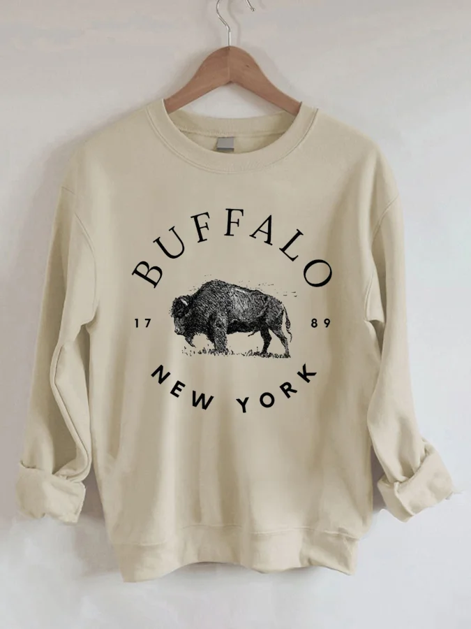 

Buffalo New York Letter Casual Crewneck Sweatshirt