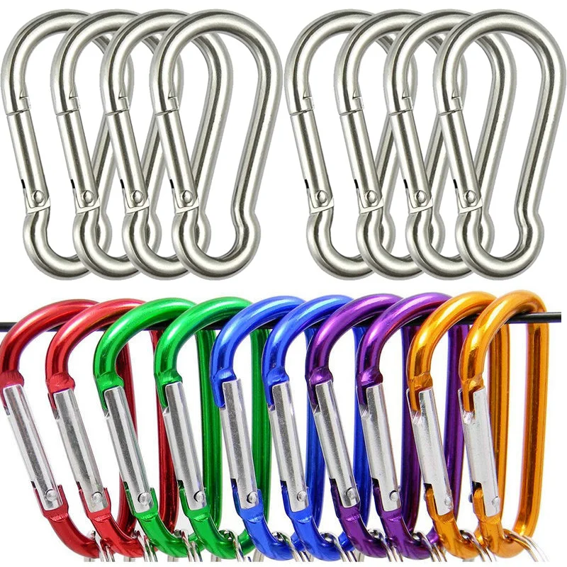 

20pcs Mini Carabiner Keychain Alluminum Alloy D-ring Buckle Spring Carabiner Snap Hook Clip Keychains Outdoor Camping Daily Use