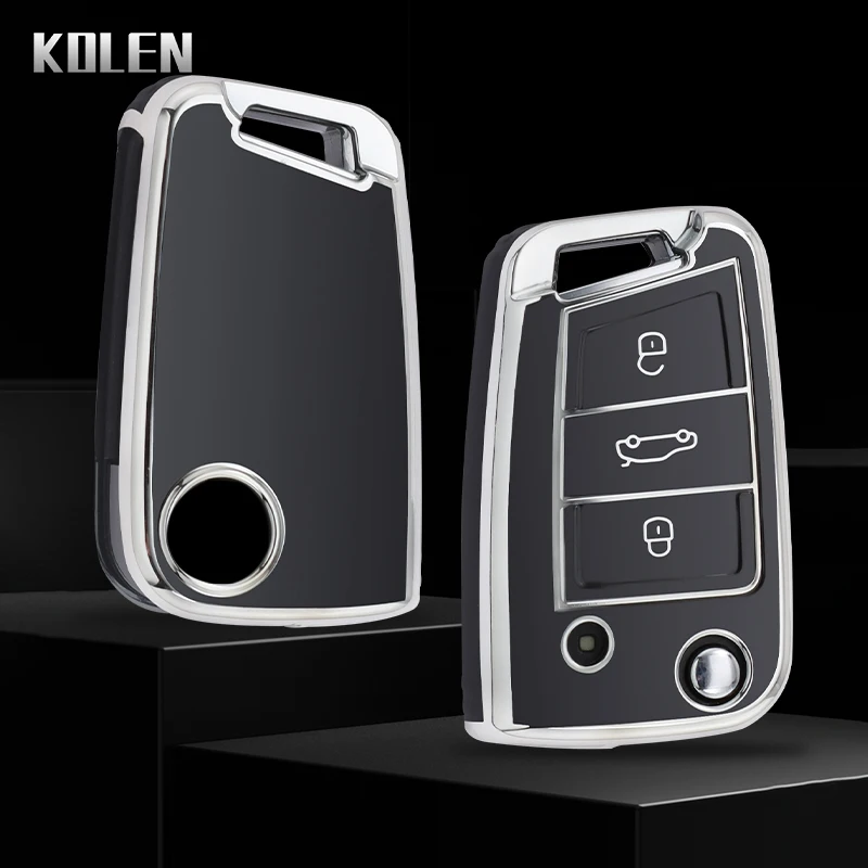 

New TPU Car Flip Key Case Cover Shell For VW Volkswagen Golf 7 MK7 Tiguan MK2 For SEAT Ateca Leon FR 2 Ibiza Skoda Octavia A7