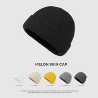 27 colors available hot selling winter knitted hats for women warm all match pullover hat dome solid color melon skin hats