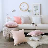 nordic solid color suede fabric comfortable cushion cover fringed lace pillow cover decorative pillowcase for sofa car