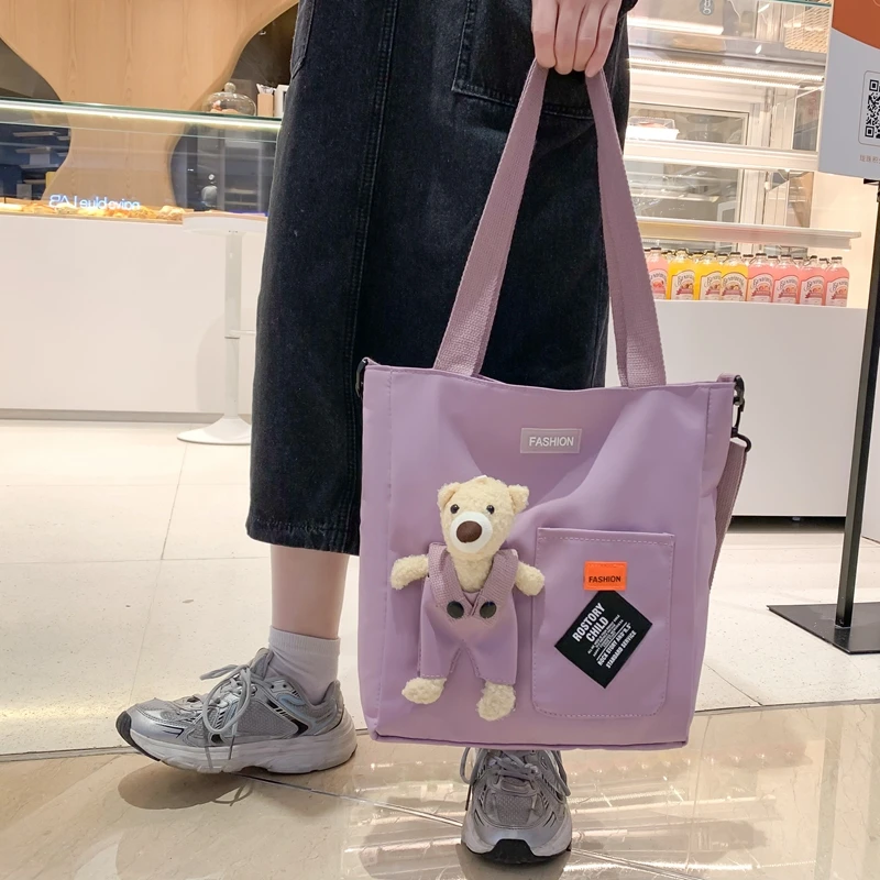 Large Capacity Fashion Shoulder Bag Student Schoolbag Satchels Canvas Japanese Harajuku Messenger Bags for Girls Cute Handbag