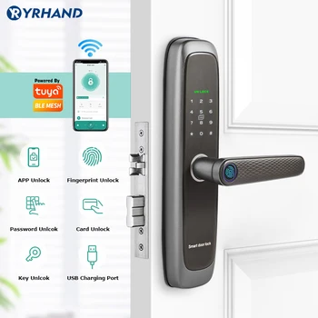 lock wifi Tuya Bluetooth Automatically Electronic Mobile Unlock Fingerprint Password Temporary Keyless Entry Smart Door Lock