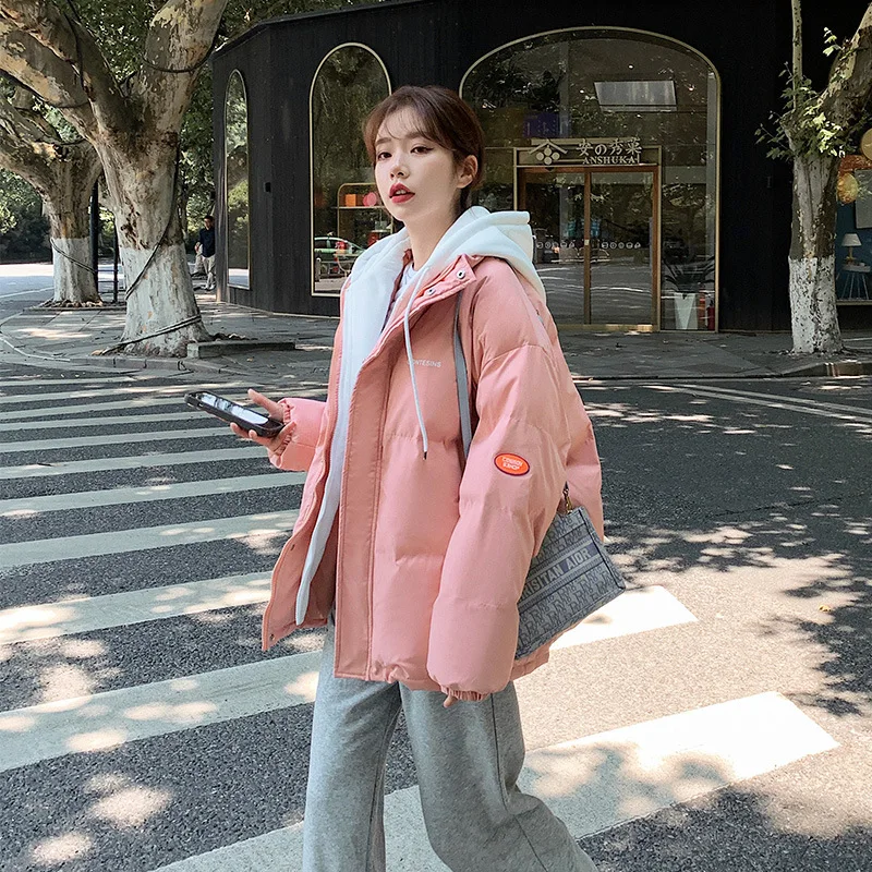 Women Winter Hooded Cotton Jacket 2022 New Padded Thick Warm Bread Tops Coat Parkas Fake 2 Piece Cotton-padded Cotton Clothing