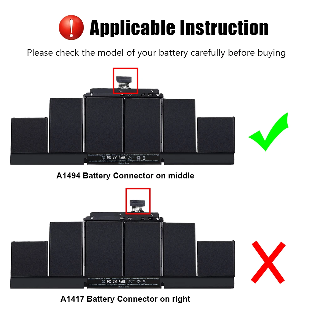 Аккумулятор Coeknn A1494 для ноутбука Apple Macbook Pro 15 дюймов Retina A1398 (конец 2013 и Середина 2014)