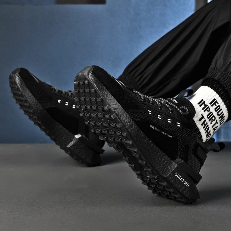 SALUDAS Fashion Men Sneakers Thick Bottom Casual Shoes Breathable Heightened Wear-resistant Outdoor Non-slip Trail Running Shoes