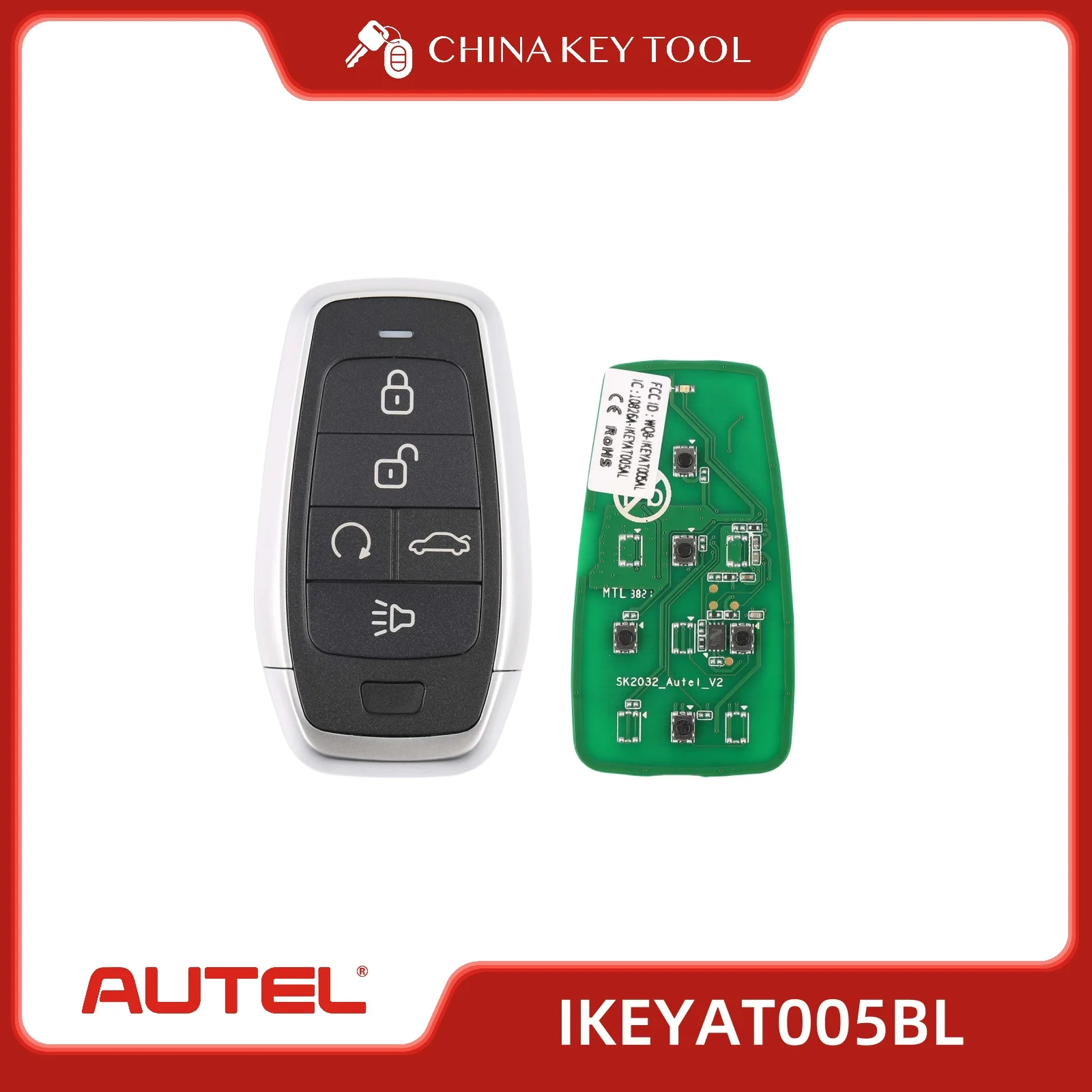 

1 шт. AUTEL AT005BL IKEY стандартный стиль IKEYAT005BL 5 кнопок универсальный смарт-ключ для смарт-ключа Autel для KM100 IM508 IM608 KM100