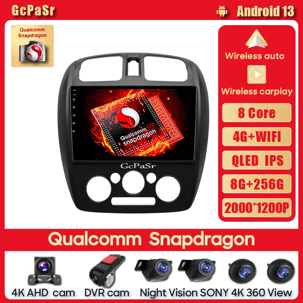 

Автомобильный мультимедийный видеоплеер Qualcomm Snapdragon WiFi Bluetooth Android 12 для MAZDA 323 2000 - 2003 GPS навигация carplay