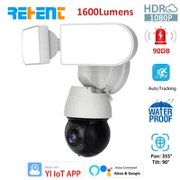 REHENT 1600LM Spotlight Siren Alarm Wireless WiFi Outdoor Auto Tracking 1080P Audio PTZ Security CCTV Alexa Google Camera YIIOT