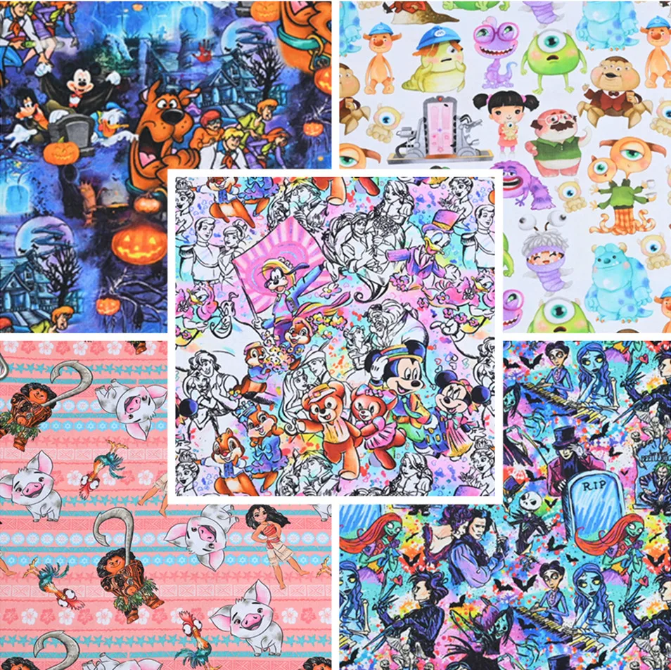 110 см в ширину Disney Микки и Минни Маус Моана монстеры хлопчатобумажный материал